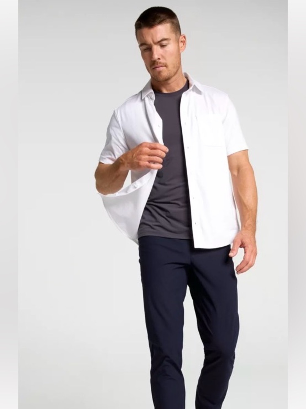VRST Men's White Button Front Limitless Performance XL, Athletic, 4 Way Stretch